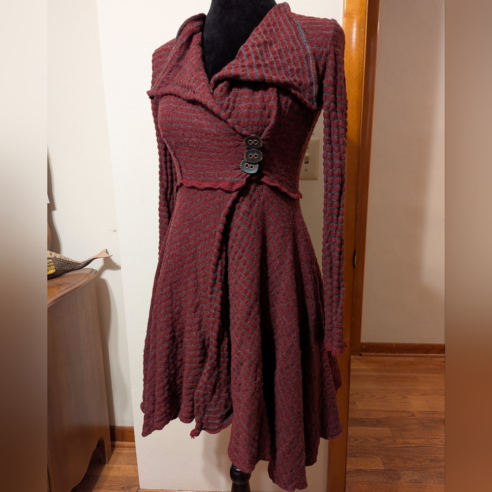 Free People Wine Gray Knit Tux Tailcoat Duster Tunic Top